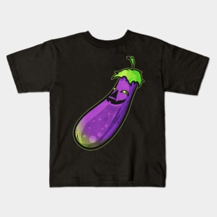 Eggplant Aubergine Jack O Lantern Face Costume Halloween Kids T-Shirt